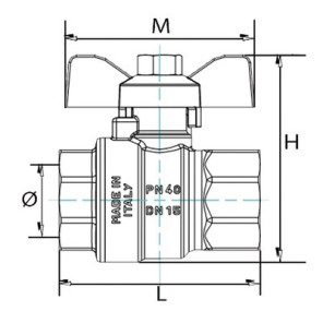 Valvola a sfera FF maniglia a farfalla tipo edificio 3/8"- DIFF - 110023