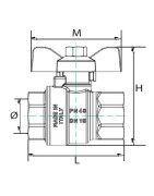 Valvola a sfera FF maniglia a farfalla tipo edificio 3/4"- DIFF - 110025