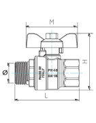 Valvola a sfera MF maniglia a farfalla tipo applicazioni civili 3/8"- DIFF - 110035