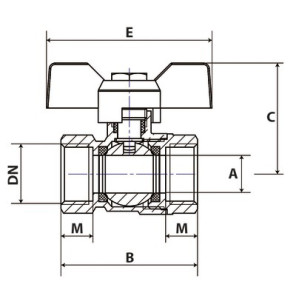 Valvola a sfera FF maniglia a farfalla PN 40 3/4"- DIMPEXP - 1342-34