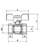 Valvola a sfera FF maniglia a farfalla PN 40 3/4"- DIMPEXP - 1342-34
