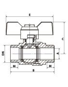 Valvola a sfera MM maniglia a farfalla PN 40 3/8"- DIMPEXP - 1362-38