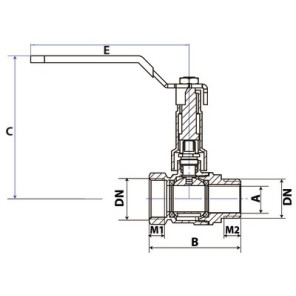Valvola a sfera MF con maniglia allungata PN 40 1/2"- DIMPEXP - 1356-12