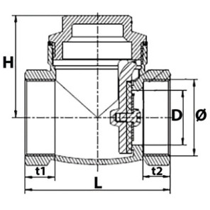 Valvola di ritegno a battente sede in metallo 1/2"- DIFF - 110250