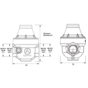 Riduttore isobar FF 1 coperchio composito iso26cc- ITRON - ISO26FCCMG