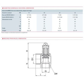 Valvola di sicurezza sanitari 7b rotella uscita maggiorata F1/2"- GOETZE - 651MWNK-15-F/F-15/20