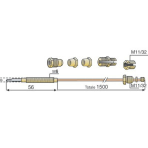 Termocoppia 7 raccordi 1500mm cucina grande- DIFF - 704471