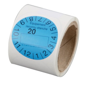 Rotolo di 100 etichette regolamentari marchio di fuga blu- GALAXAIR - ETIQ-REG-B