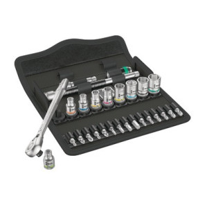 Jeu cliquet Zyklop Metal avec levier d'inversion, à carré 1/4", métrique, 28 pièces- WERA - 05004018001