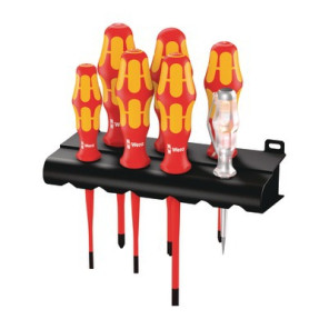 Jeu de tournevis Kraftform Plus Série 100 + testeur de phase unipolaire + Rack- WERA - 05006480001