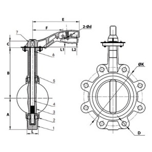 Valvola a farfalla con orecchie filettate d150- DIFF - 110179
