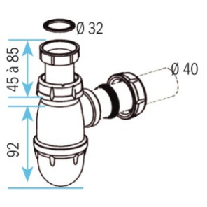 Siphon Standard Ø40mm lavabo/vasque- NICOLL - 0201022