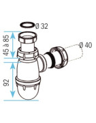 Siphon Standard Ø40mm lavabo/vasque- NICOLL - 0201022