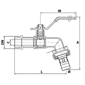 Rubinetto di scarico a sfera 1/2" 3/4"- GENEBRE - 110136