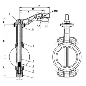 Valvola a farfalla con orecchie di centraggio d200- DIFF - 110173